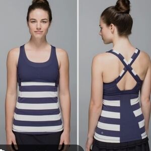 Pre-owned Lululemon Run Stuff Your Bra Luxtreme Tank In Navy Blue Size 4